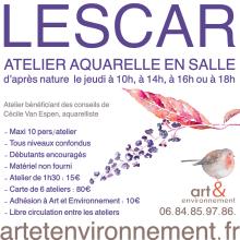 Visuel des ateliers aquarelle en salle de Lescar