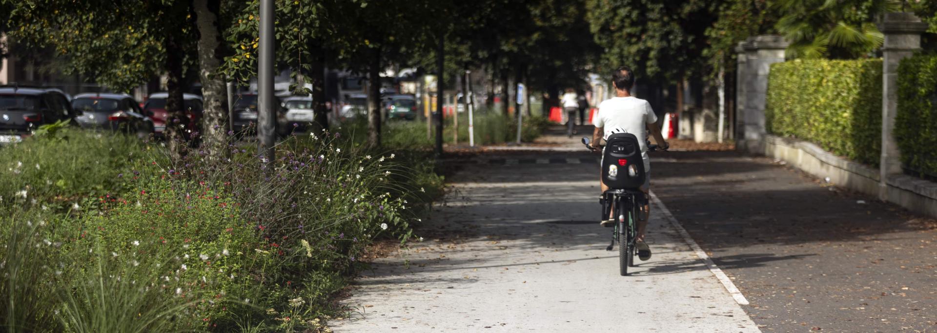 Un vélo sur une piste cyclable