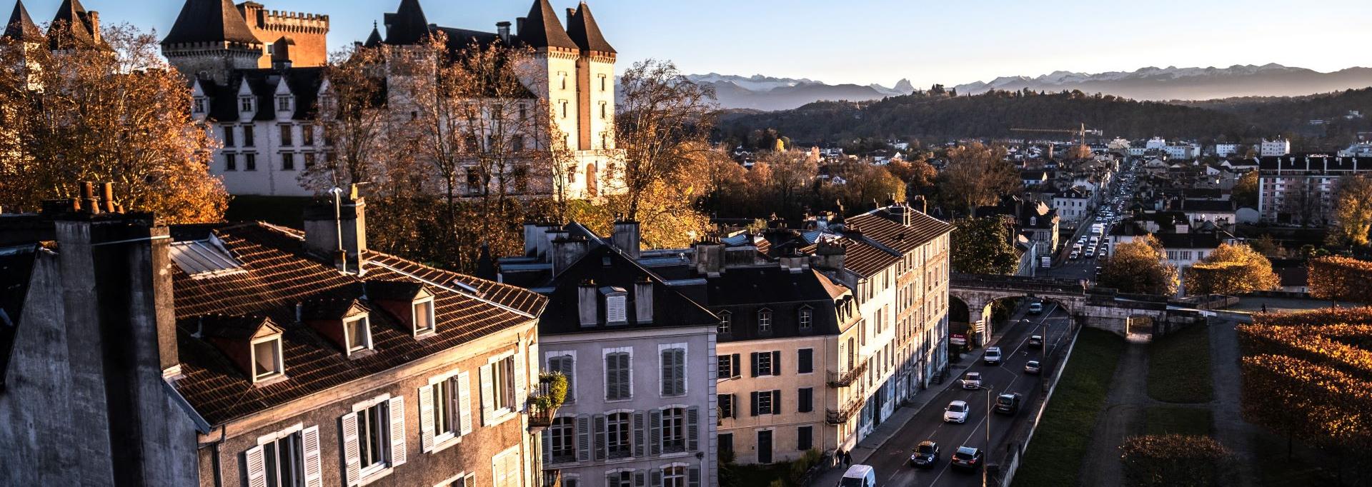 Vue sur les Pyrénées et le château de Pau