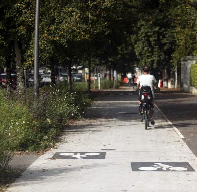 Un vélo sur une piste cyclable