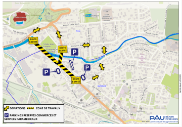 Travaux de rénovation du réseau d’assainissement rue Georges-Clemenceau à Bizanos du 8 au 17 juillet